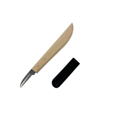 Entgratmesser Nr. 130 mit Holzgriff und schwarzer Kunstoffkappe