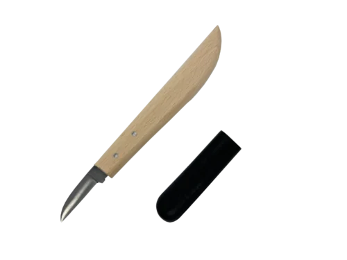 Entgratmesser Nr. 130 mit Holzgriff und schwarzer Kunstoffkappe