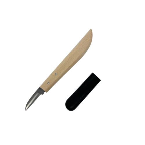 Entgratmesser Nr. 130 mit Holzgriff und schwarzer Kunstoffkappe