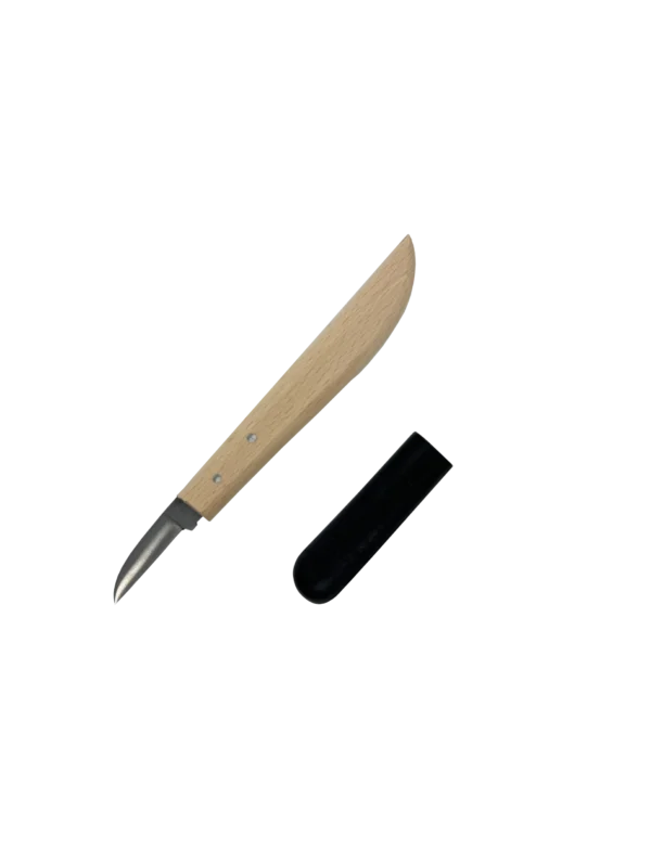 Entgratmesser Nr. 130 mit Holzgriff und schwarzer Kunstoffkappe