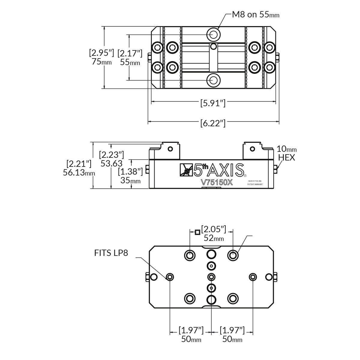 Zentrischspanner V75150X RockLock™ 52mm